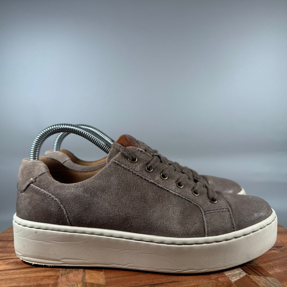 Born Womens Taupe Suede Platform Sneakers Size 8M Brown Leather Lace Up‎